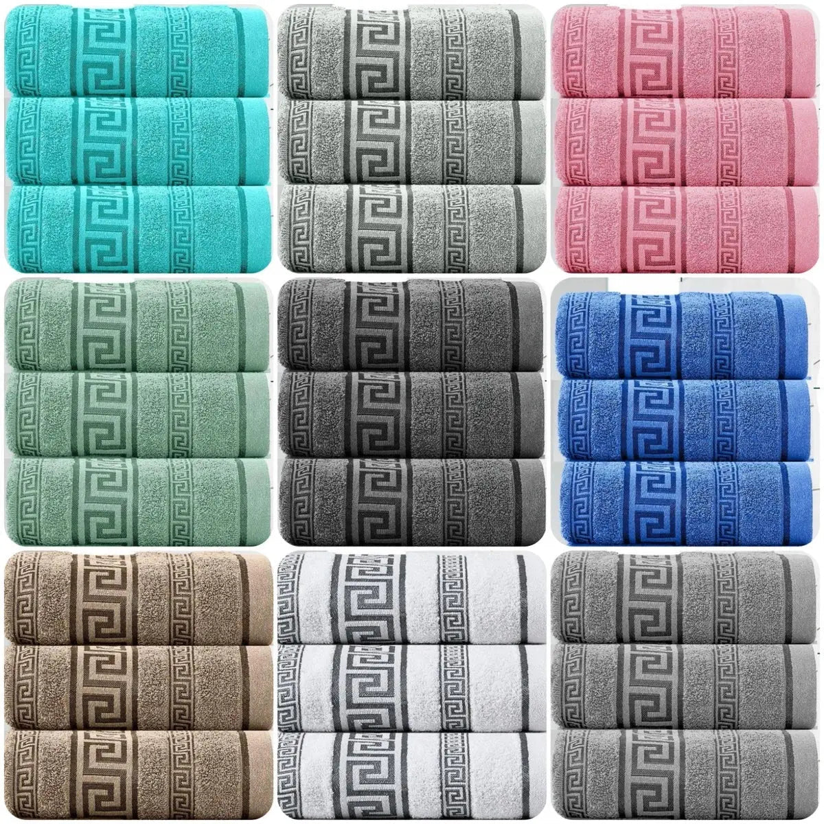 The Greek Collection Towels (Pack Of 3) 90x150cm Large Luxury Cotton Towels