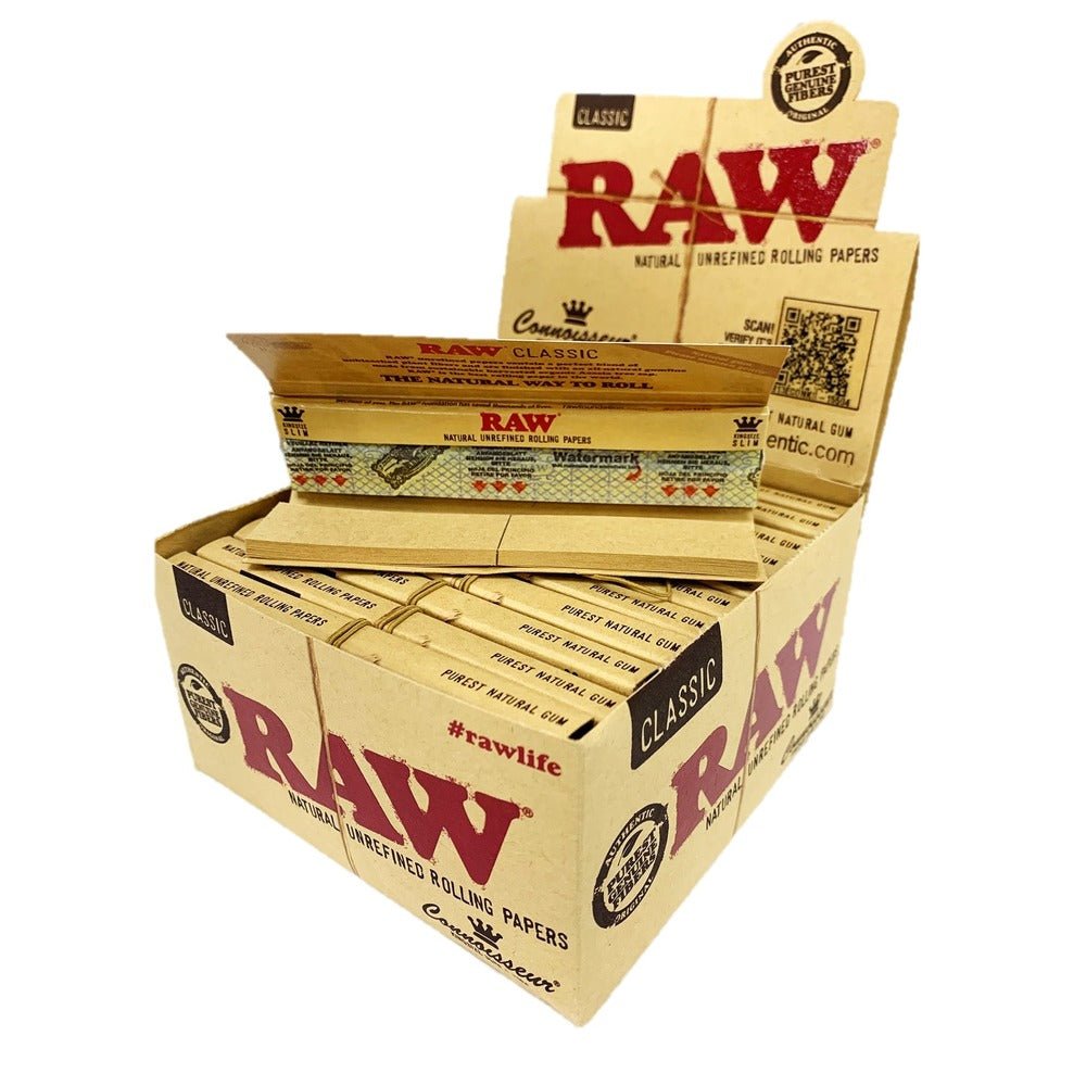 Raw Classic Connoisseur King size Slim + Tips - (Pack of 4)